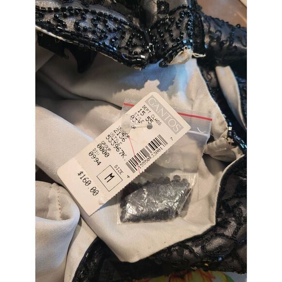 NWT Chaudry Dress Women's Medium Black Silk Beaded Long Formal Gala Whimsigoth - Picture 9 of 9